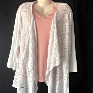 Sag Harbor Open Weave, Open Front Tunic Sweater - 1X, NWT
